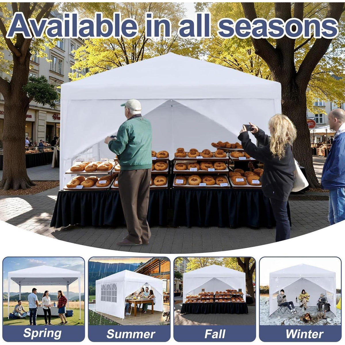 Faltpavillon 3x3m mit Seitenteilen – Garten & Partyzelt