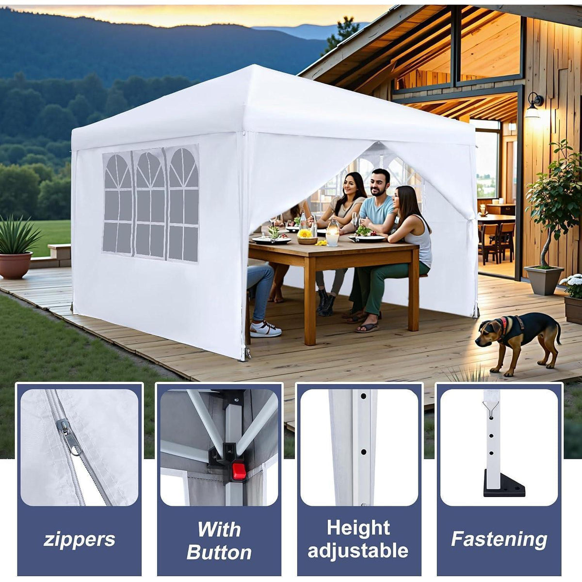 Faltpavillon 3x3m mit Seitenteilen – Garten & Partyzelt
