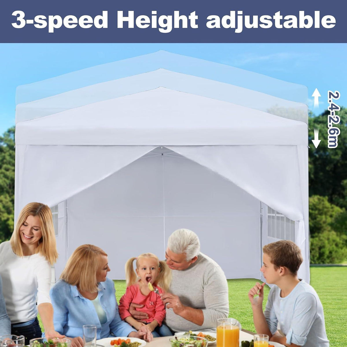 Faltpavillon 3x3m mit Seitenteilen – Garten & Partyzelt