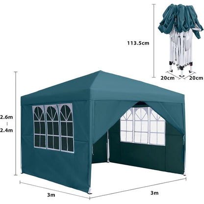 Faltpavillon 3x3m mit Seitenteilen – Garten & Partyzelt