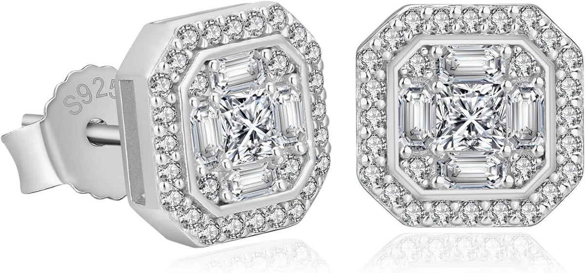 KRKC&CO S925 Silber Herren Ohrringe Iced Out Zirkonia 9mm