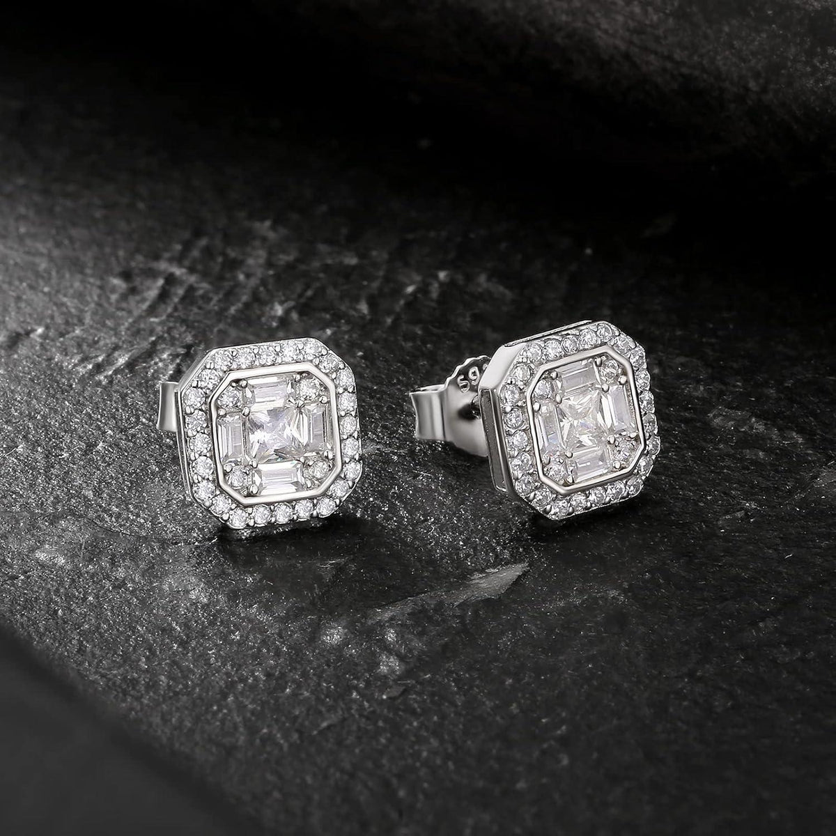 KRKC&CO S925 Silber Ohrringe Herren Iced Out 14K Gold
