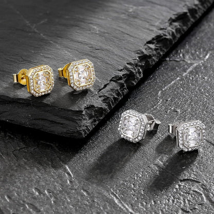 KRKC&CO S925 Silber Herren Ohrringe Iced Out Zirkonia 9mm