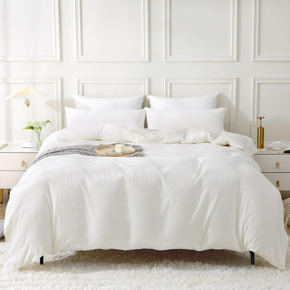 Bettwäsche 100% Baumwolle Milky White 2tlg. Stone Washed