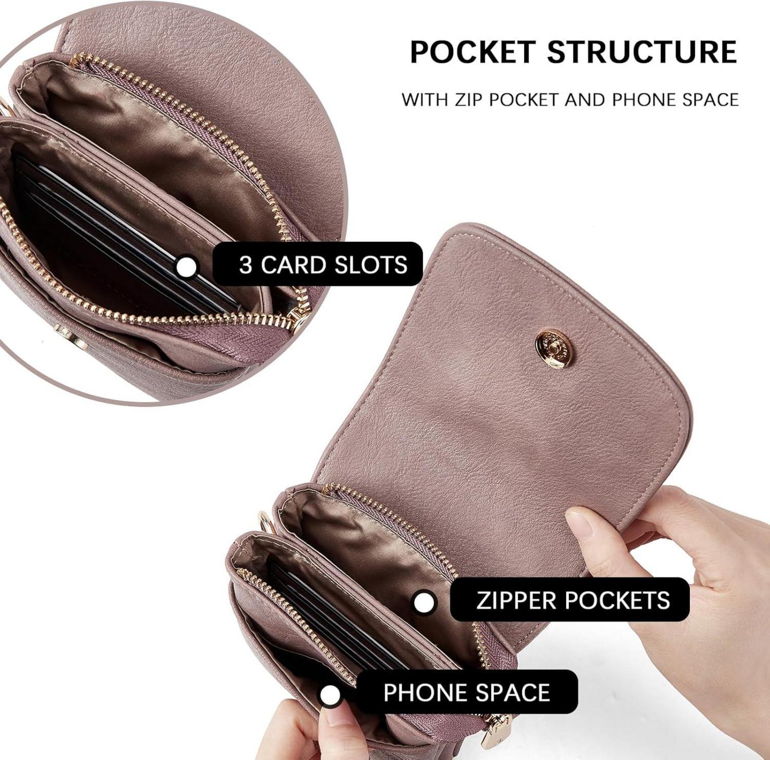 BOSTANTEN Kleine Handytasche zum Umhängen aus PU Leder in Designer Lila