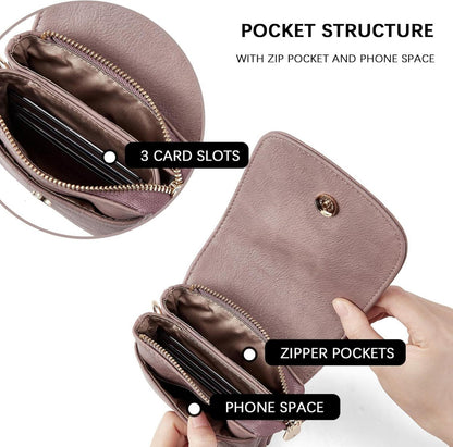 BOSTANTEN Kleine Handytasche zum Umhängen aus PU Leder in Designer Lila