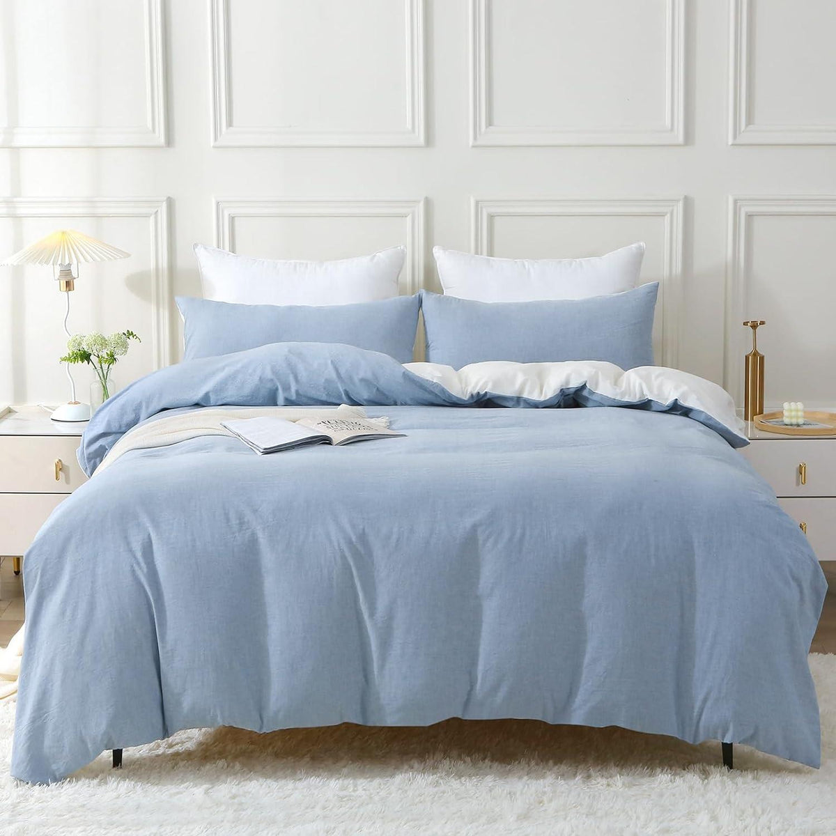 Bettwäsche Set 200x200 Baumwolle 3tlg Reißverschluss Stone Washed