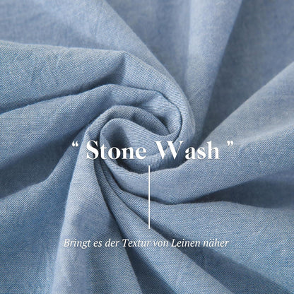 Bettwäsche Baumwolle Stone Washed Blue 200x200