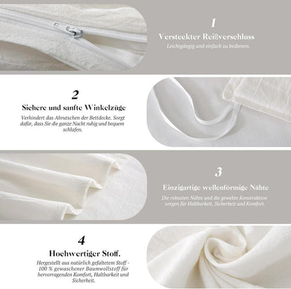 Bettwäsche Set 155x220 Milky White Baumwolle mit Reißverschluss