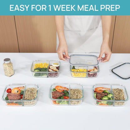 5er Glasbehälter mit Deckel 33oz, Meal Prep Boxen für