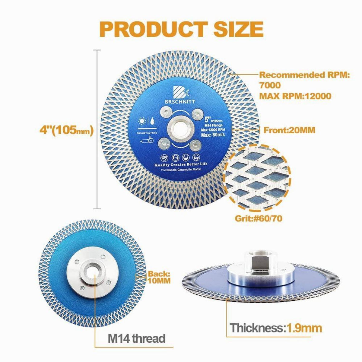 Diamant Trennscheibe 125mm X-Felge für Hartmaterialien