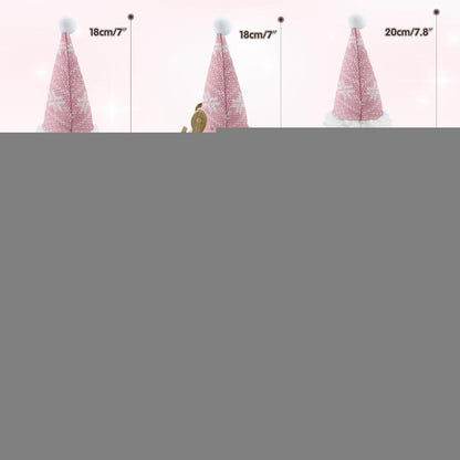 3er Set Weihnachtswichtel Figuren Rosa - Skandinavische Weihnachtsdeko
