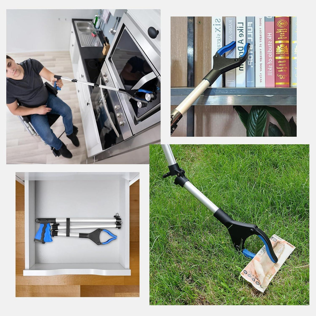 108cm Greifzange faltbar mit Magnet, drehbar, blau