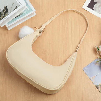 Damen Umhängetasche Nylon Retro Pom-Pom Y2k Fashion Handtasche