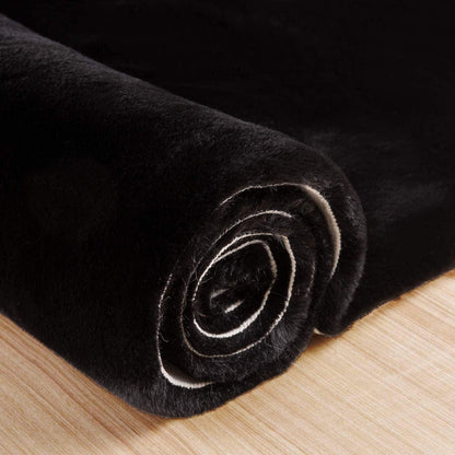 Flauschiger Läufer Teppich Schwarz 60x305 cm - Weich & Waschbar