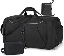 Faltbare Reisetasche 80L Schwarz Sporttasche Schuhfach
