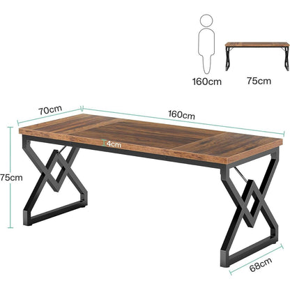 Großer Schreibtisch 160x70cm – Modernes Arbeitszimmer mit Metallrahmen