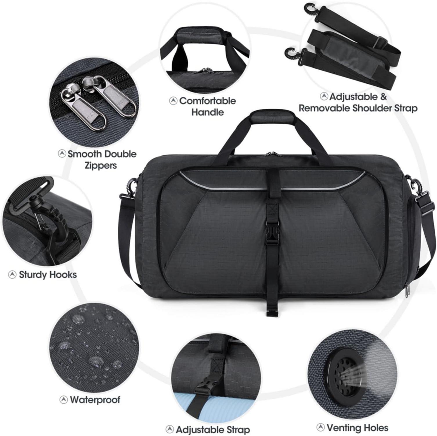 Faltbare Reisetasche 100L Sporttasche Schuhfach Grau