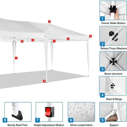 Faltpavillon 3x6m wasserdicht mit 6 Seitenwänden & UV-Schutz