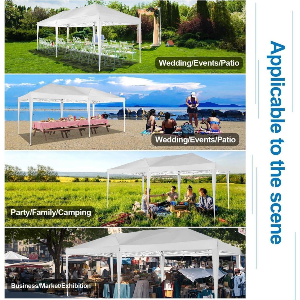 Faltpavillon 3x6m wasserdicht mit 6 Seitenwänden & UV-Schutz