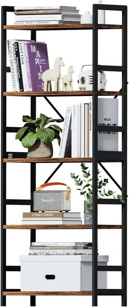 Bücherregal mit 5 Ebenen Industrie-Style Holz Vintagebraun