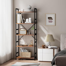Exabang Bücherregal 5 Ebenen Standregal Holz Industrie-Style