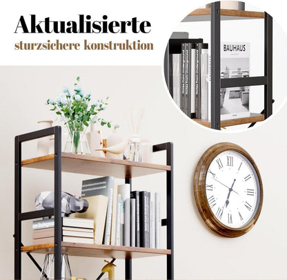 Bücherregal 5 Ebenen Holz Standregal Industrie-Style Vintage 30x60x158 cm