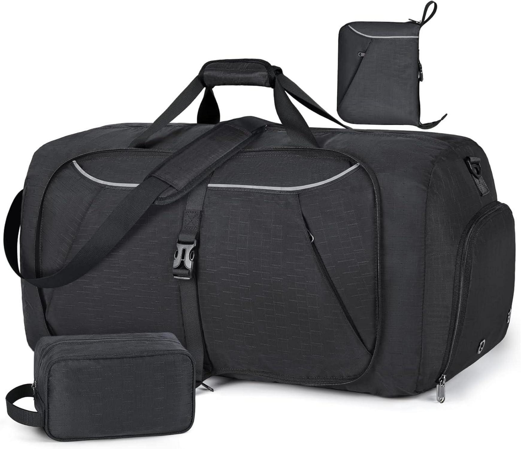 Faltbare Reisetasche 100L Sporttasche Schuhfach Grau