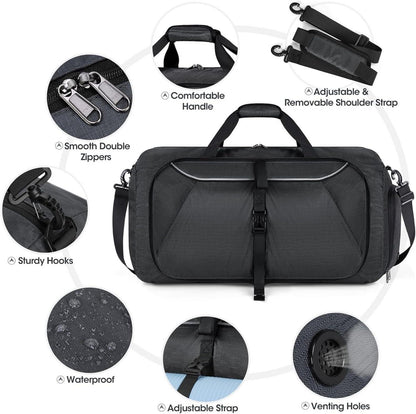 Faltbare Reisetasche 100L Sporttasche Schuhfach Grau