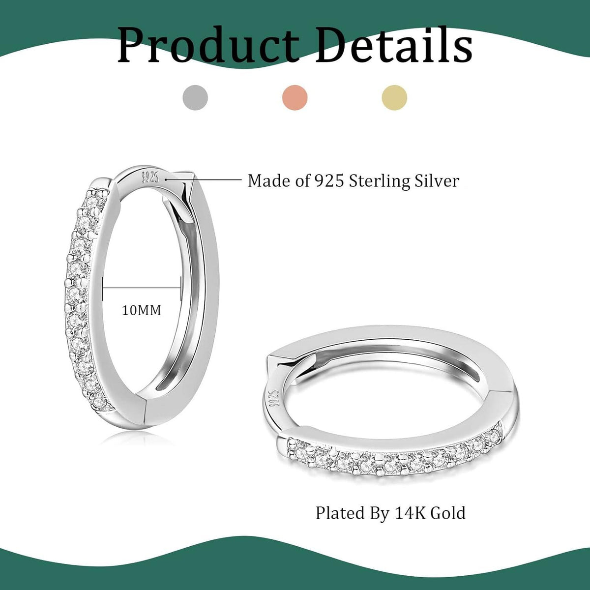 Silber Ohrringe Set Damen 925 Zirkonia Creolen Ohrstecker