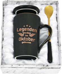 Geburtstagsgeschenk Kaffeetasse Spruch Legenden Oktober Schwarz