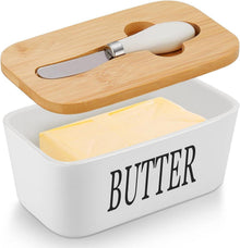 Butterdose Webao Emaille Holzdeckel Silikon-Dichtlippe 250g White