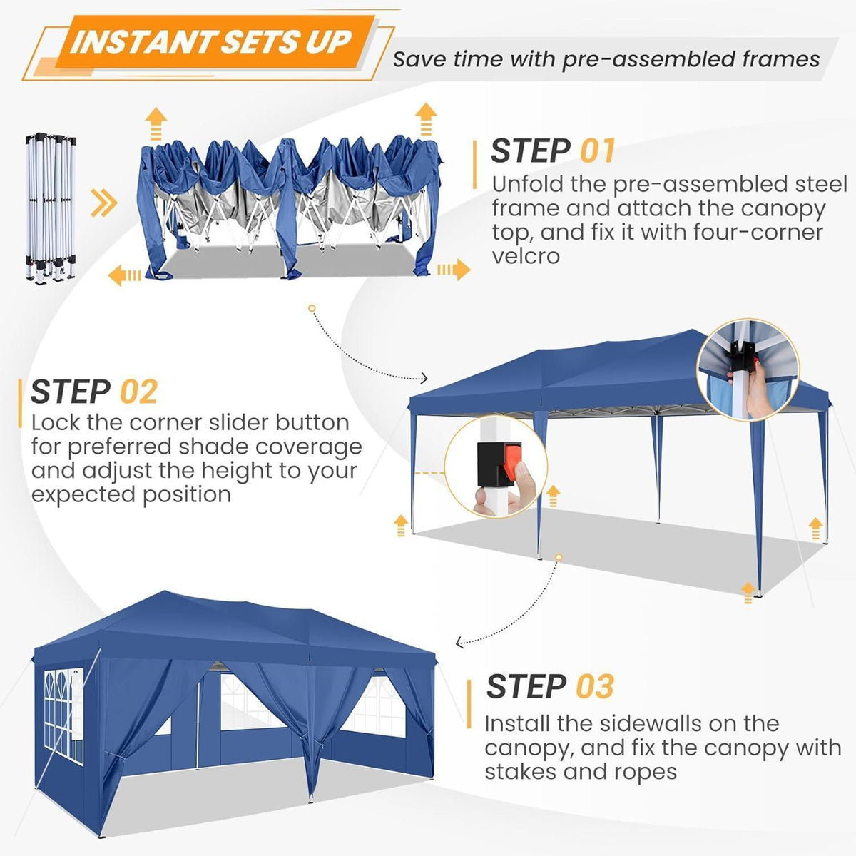 Faltpavillon 3x6m – Wasserdicht, Stabil & Mit Seitenteilen