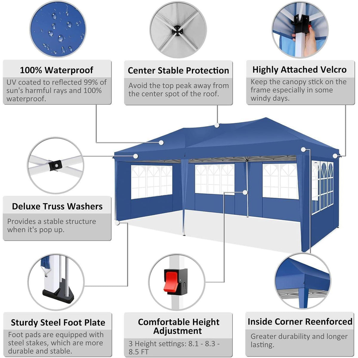 Faltpavillon 3x6m – Wasserdicht, Stabil & Mit Seitenteilen