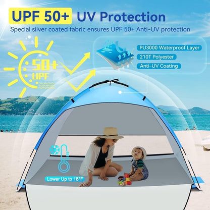 Strandmuschel UV Schutz UPF 50+ 2-3 Personen Strandzelt