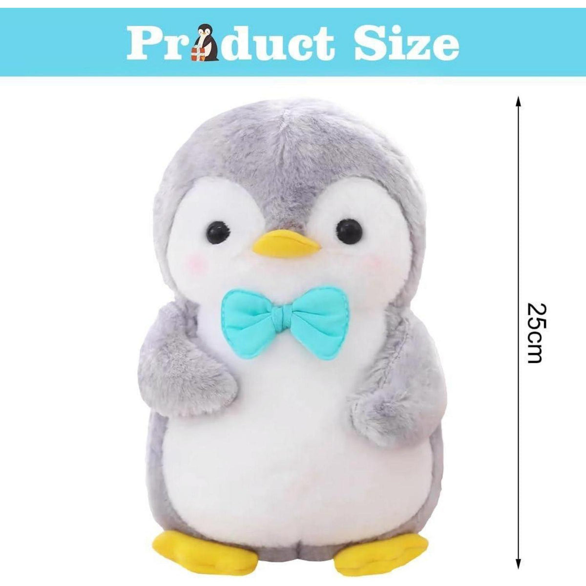 Kuscheltier Pinguin mit Fliege, 25 cm - Flauschiges Stofftier Geschenk für Mädchen