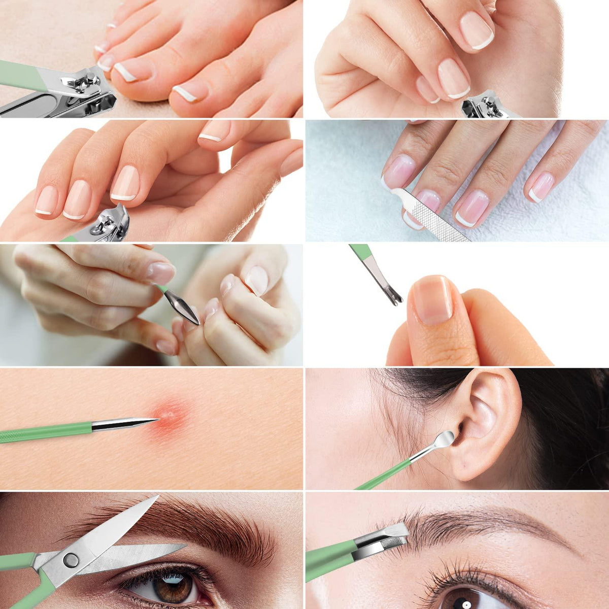 Maniküre Pediküre Set 10-teilig Nagelpflege-Kit grün Beauty-Set