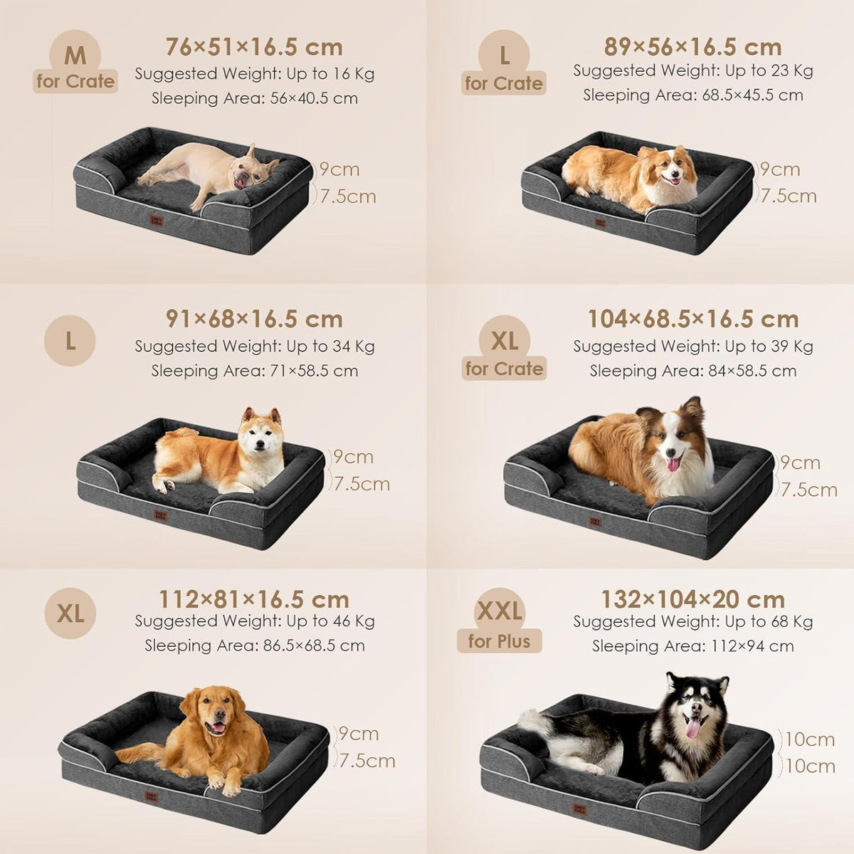 Orthopädisches Hundebett XXL mit Memory Foam, Dunkelgrau