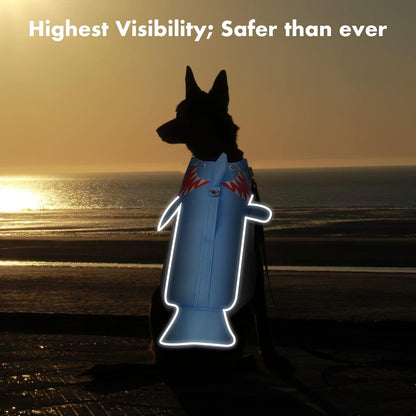 Schwimmweste Hund Hai mit Reflektierendem Griff, Neopren, Safety für