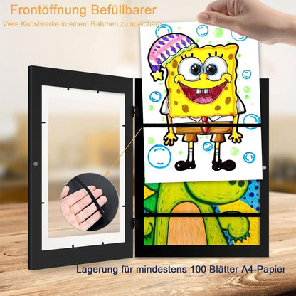 2er Set A4 Bilderrahmen 21x30cm Schwarz Kinderzeichnungen Fotorahmen