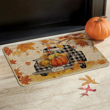 Herbst Dekor Fußmatte Kürbisse Ahornblätter LKW 40x60cm