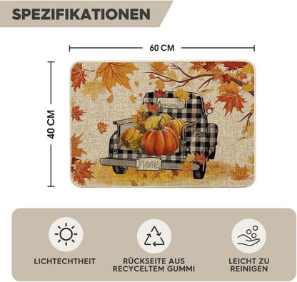 Kürbisse Ahornblätter LKW Herbst Fußmatte Teppich 40x60cm