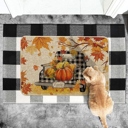 Herbst Dekor Fußmatte Kürbisse Ahornblätter LKW 40x60cm