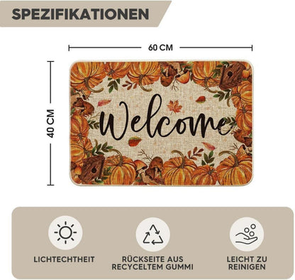 Herbst Fußmatte Kürbisse Pilze Willkommen 40x60cm