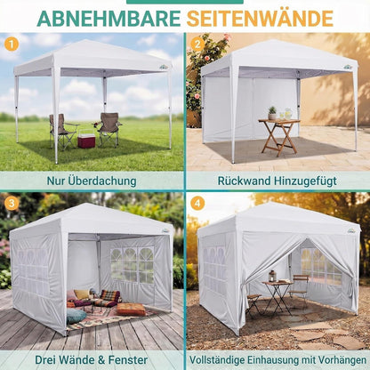 3x3m Faltpavillon wasserdicht mit 4 Seitenteilen – Partyzelt & Gartenpavillon