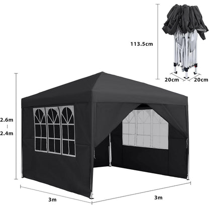 3x3 Faltpavillon Wasserdicht – Partyzelt für Garten & Events