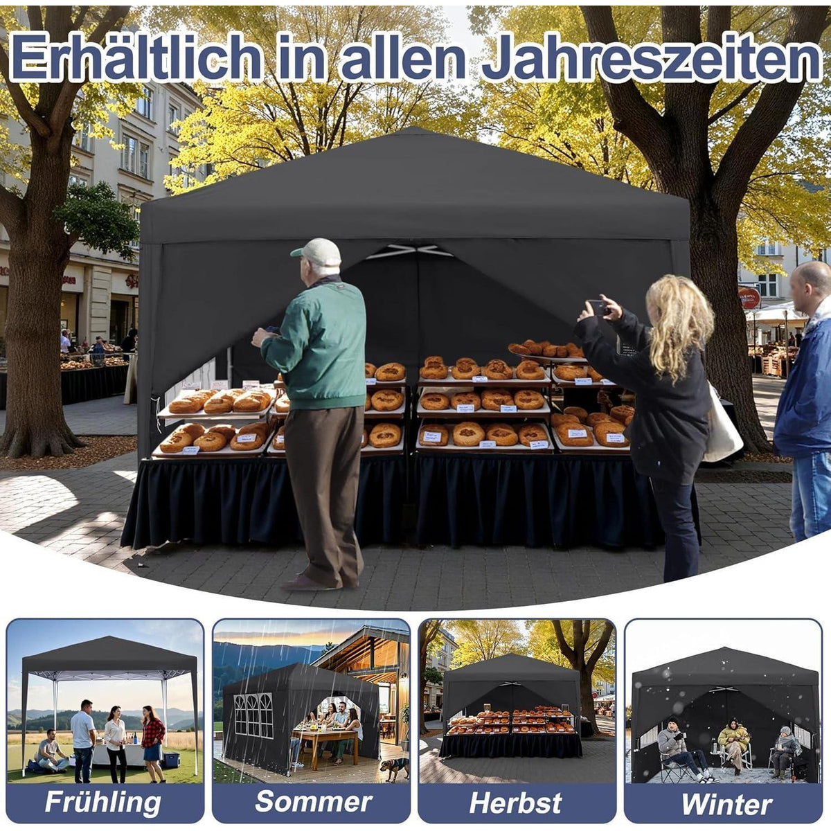3x3 Faltpavillon Wasserdicht – Partyzelt für Garten & Events