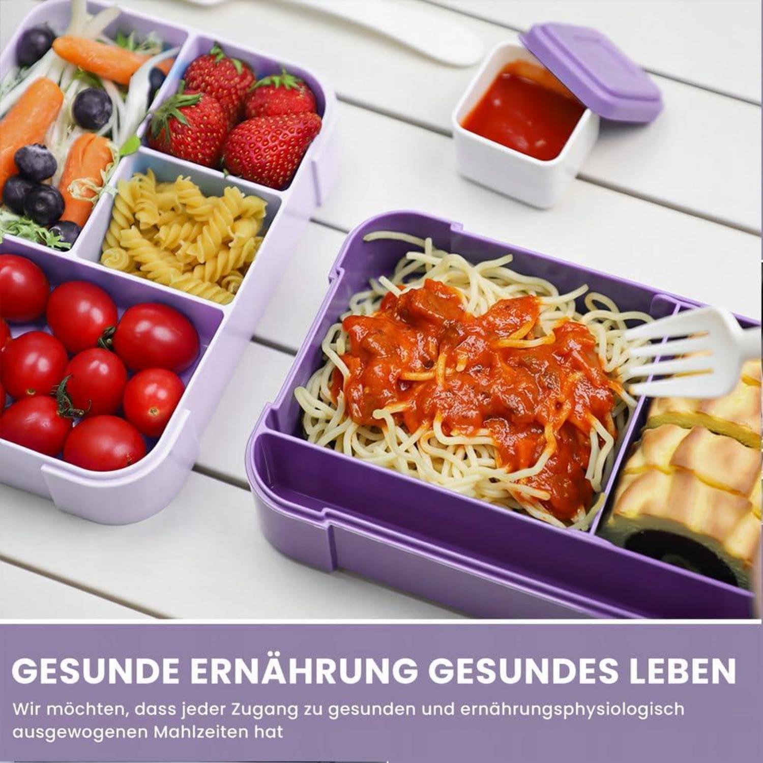 Bugucat Kinder Brotdose Bento Box Auslaufsicher 1550ML Violett
