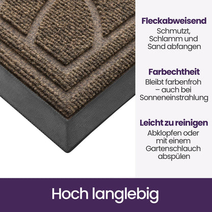 Fußmatte Outdoor Braun 90x150 cm - Wetterfest & Rutschfest