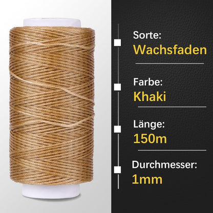 Leder Faden Set 150D Wachsfaden Ledernähgarn Nadeln Khaki